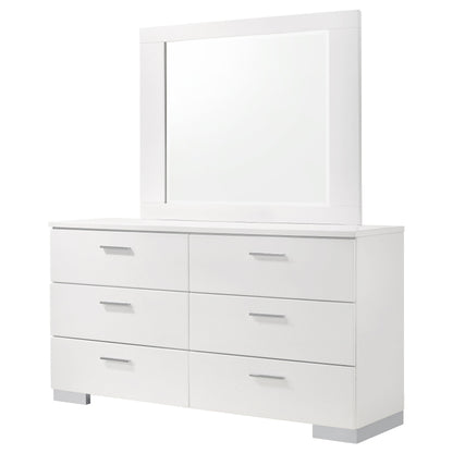 Dulcey White Dresser with Mirror - 6 Drawers, Modern Style