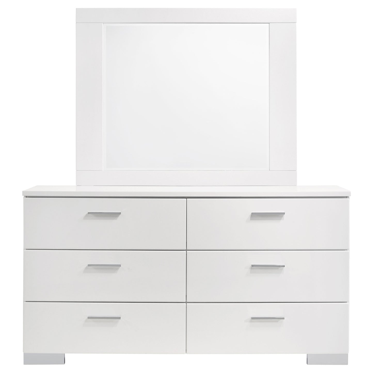 Dulcey White Dresser with Mirror - 6 Drawers, Modern Style