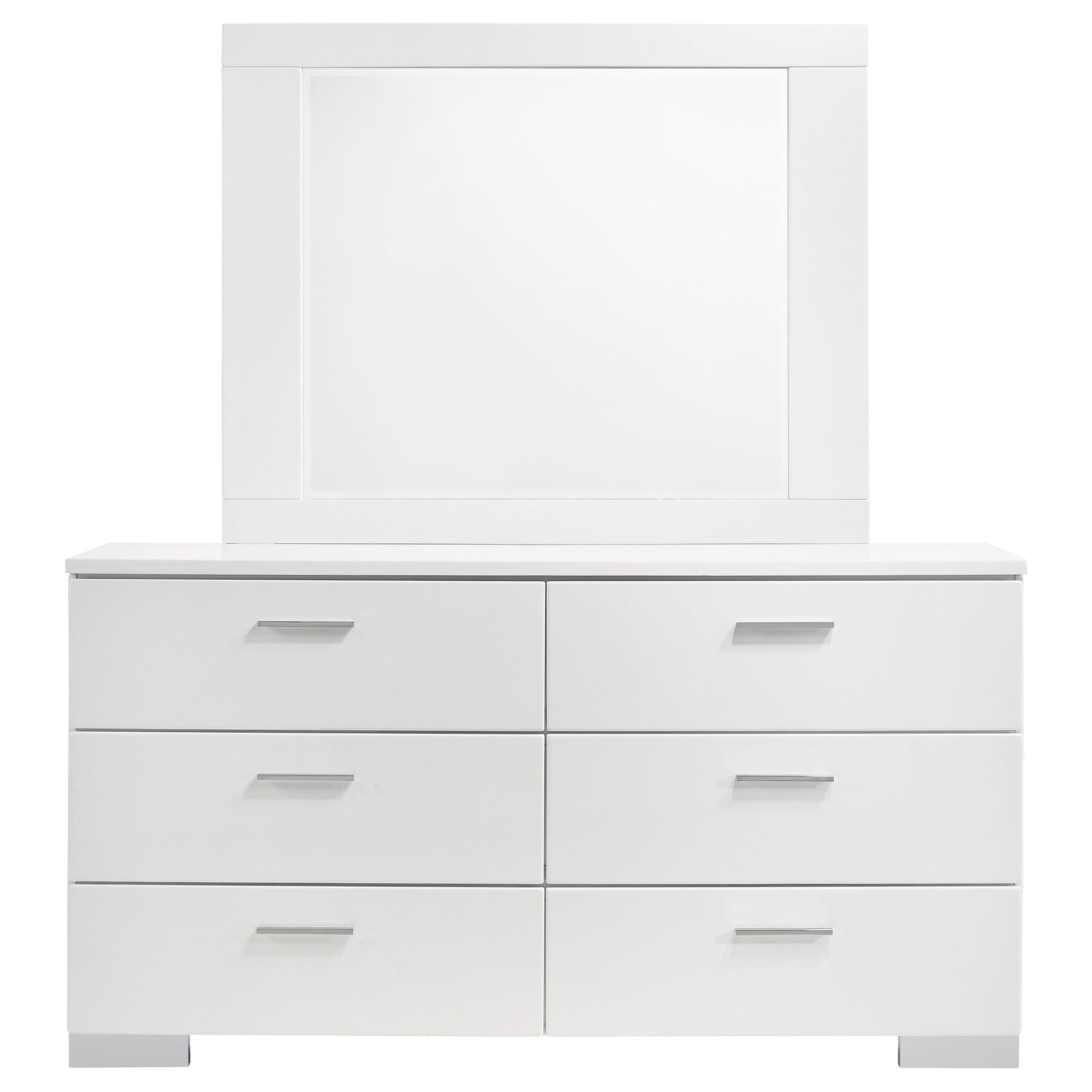 Dulcey White Dresser with Mirror - 6 Drawers, Modern Style