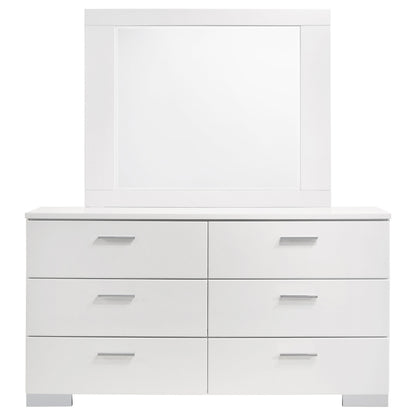 Dulcey White Dresser with Mirror - 6 Drawers, Modern Style