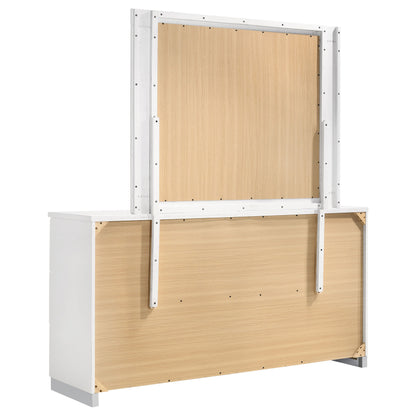 Dulcey White Dresser with Mirror - 6 Drawers, Modern Style