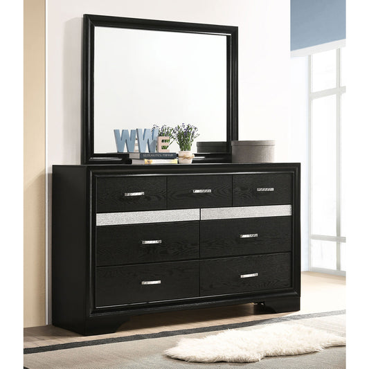 Annie Black 7-drawer Dresser with Mirror