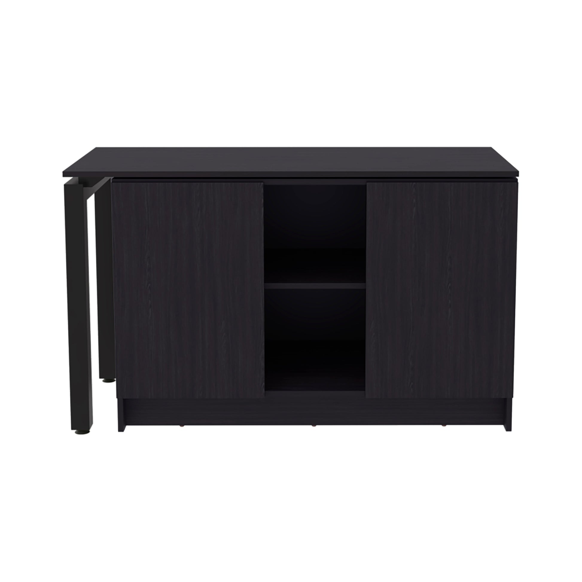 Modern Wenge Particle Board Computer Desk with Open Storage