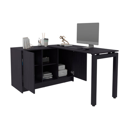 Modern Wenge Particle Board Computer Desk with Open Storage