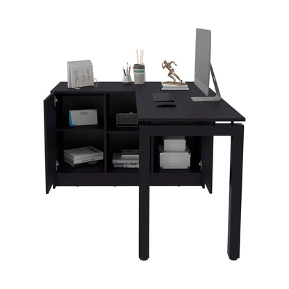 Modern Wenge Particle Board Computer Desk with Open Storage