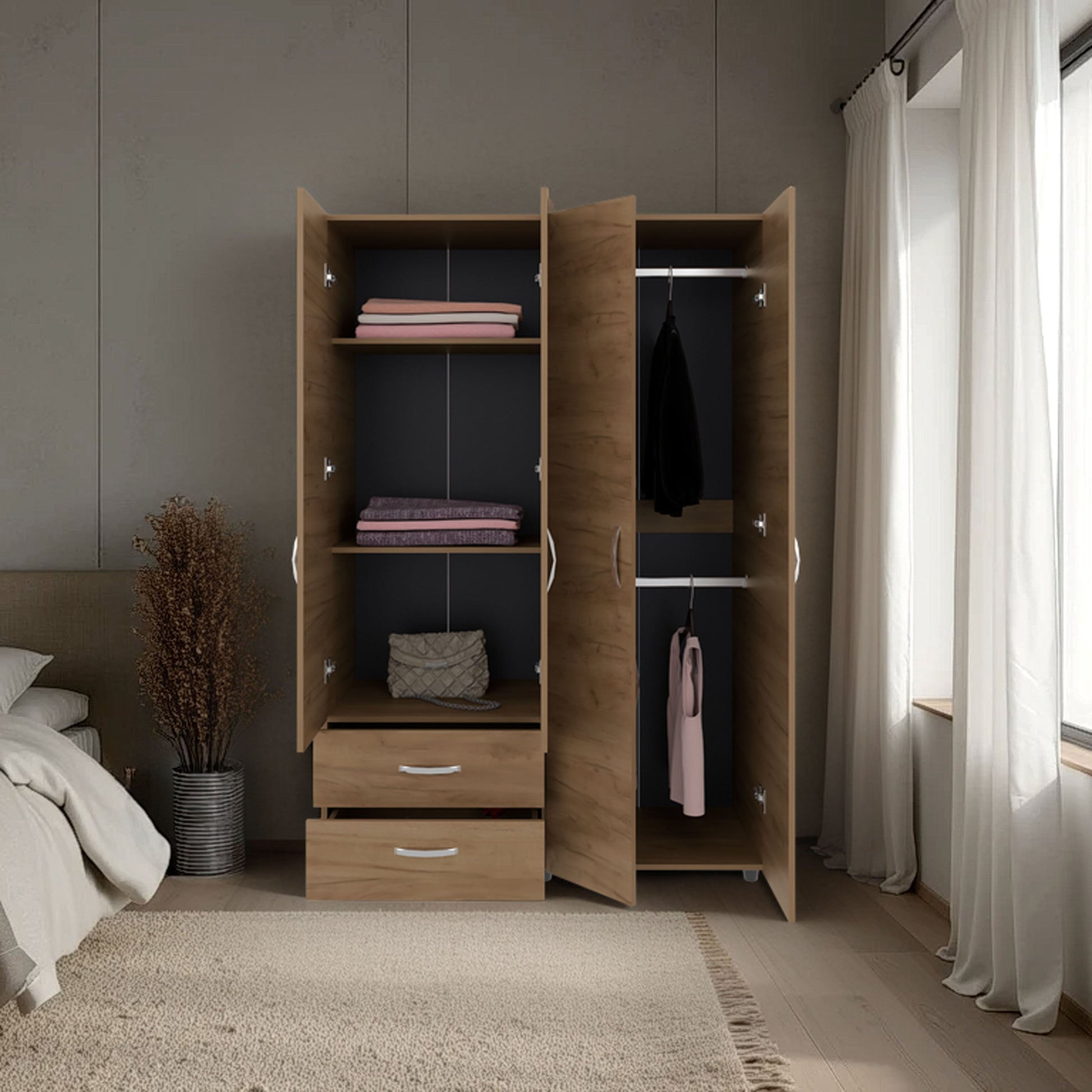 Natural Oak 2-Door Wardrobe - Storage & Style