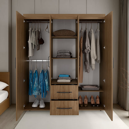Natural Oak 4-door Wardrobe