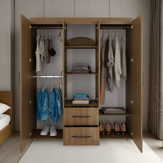 Natural Oak 4-door Wardrobe