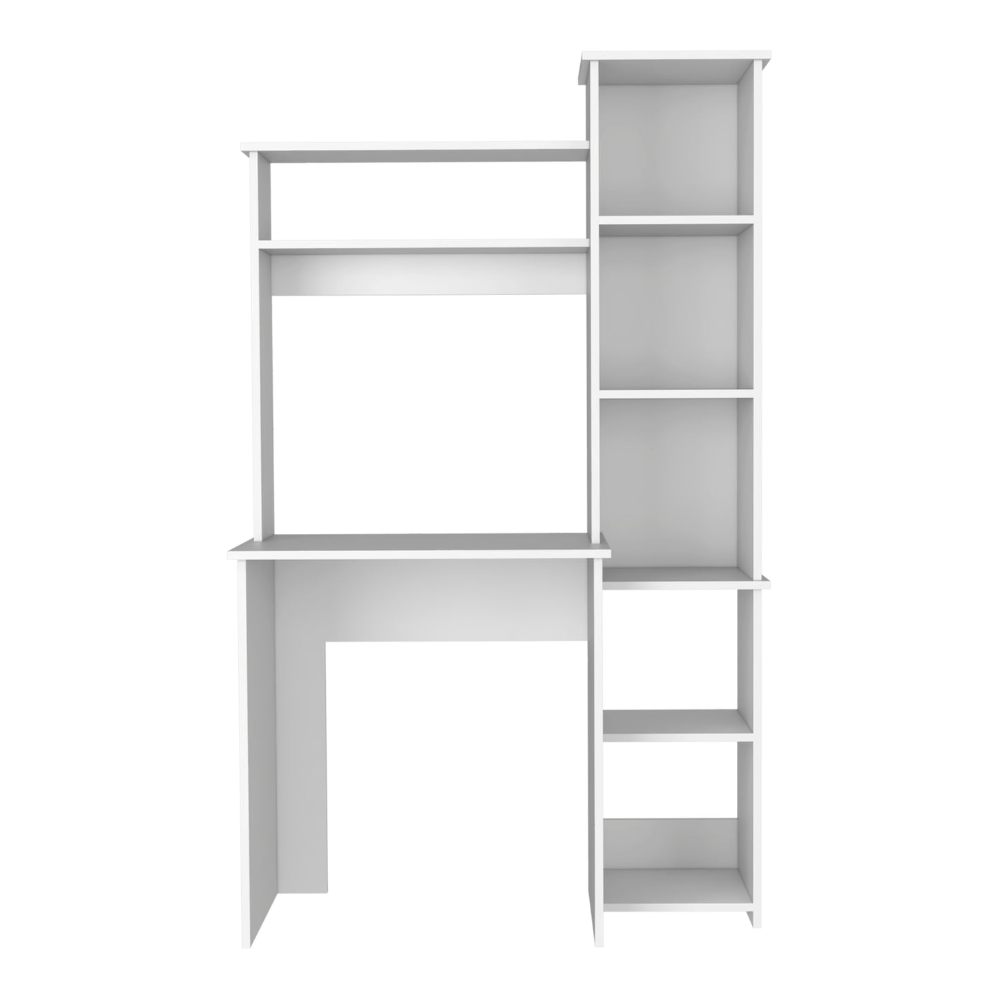 Versalles Writing Desk - White, 2 Superior Shelves, 5 Cubbies