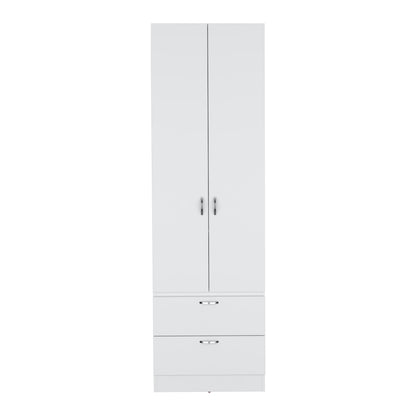 White Bedroom Armoire Wardrobe 76" Tall with Drawers