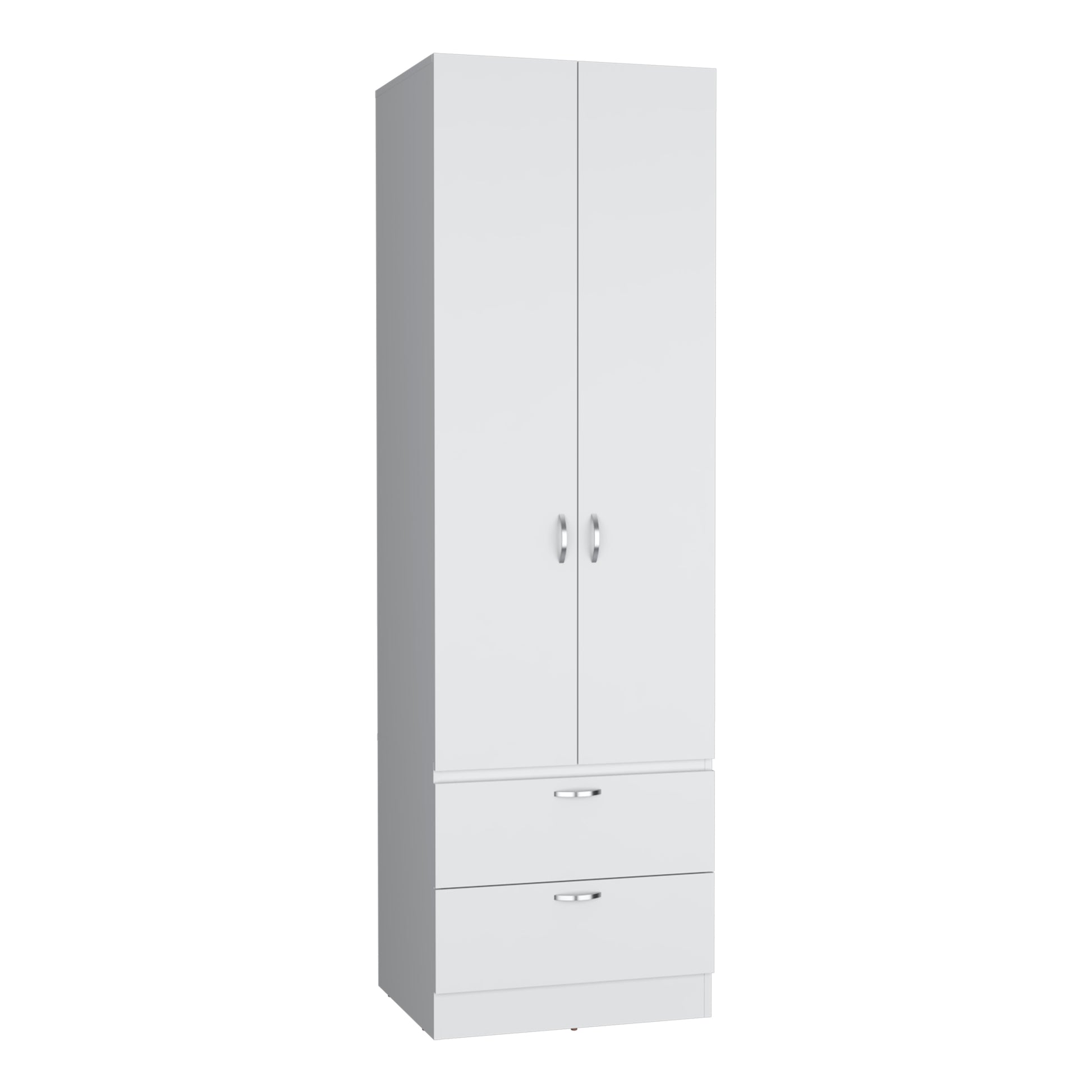 White Bedroom Armoire Wardrobe 76" Tall with Drawers
