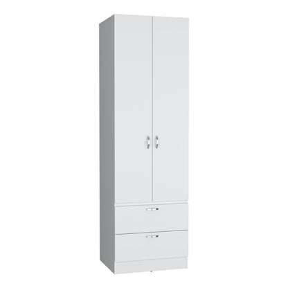 White Bedroom Armoire Wardrobe 76" Tall with Drawers