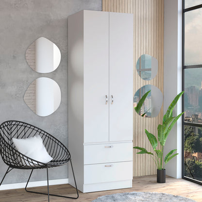 Vico 76" High Armoire Wardrove Closet with 2 Drawers, Double Door Cabinet , One Shelf and Hanging Rod, Bedroom Clothes Storage Cabinet Organizer