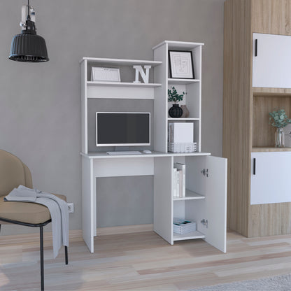 Carson Computer Desk with Hutch - White, Expansive Work Surface & Storage Shelves