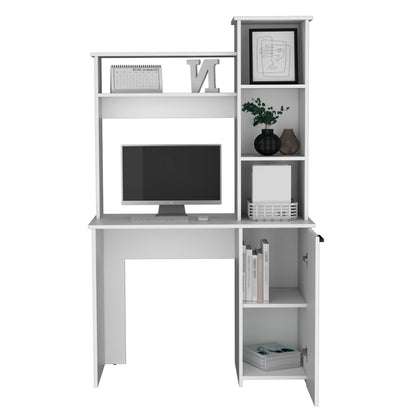 Carson Computer Desk with Hutch - White, Expansive Work Surface & Storage Shelves