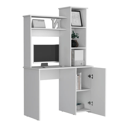 Carson Computer Desk with Hutch - White, Expansive Work Surface & Storage Shelves