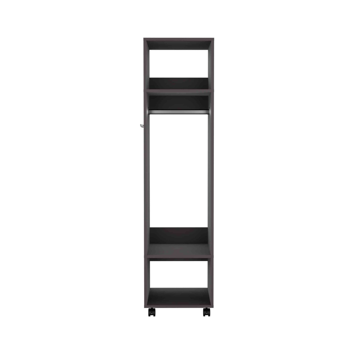 63" Black Wardrobe with Mirror & Shelves - Bedroom Storage