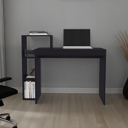 Wide Classic Writing Desk with 4 Side Open Shelves for a Bookcase and, Simple Work Top Surface, Modern Home Office Computer Desk.