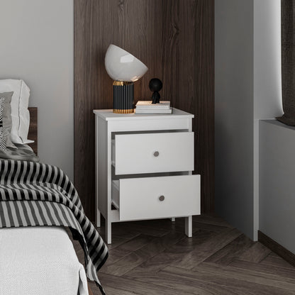 White Two Drawer Nightstand - Modern Bedroom Storage