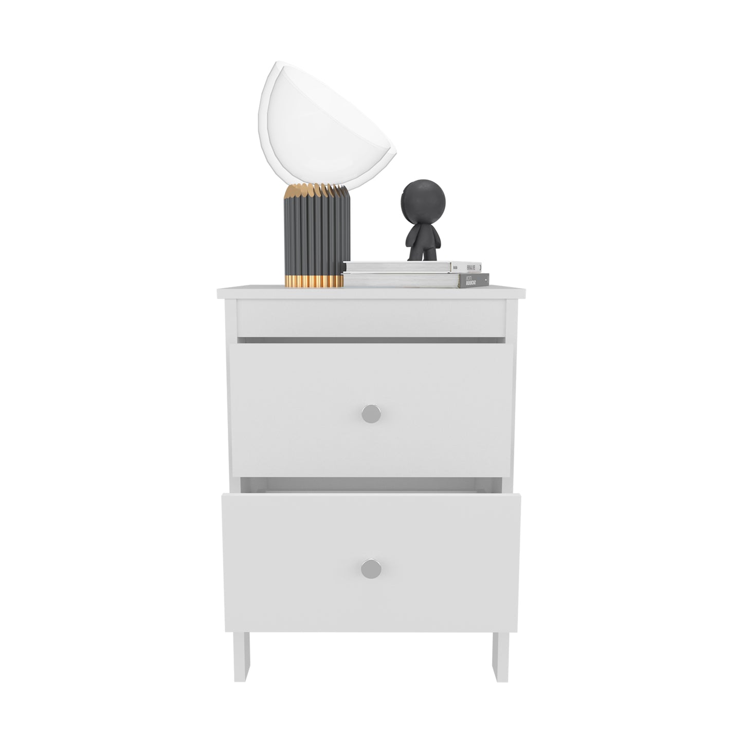 White Two Drawer Nightstand - Modern Bedroom Storage