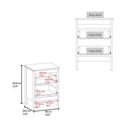 White Two Drawer Nightstand - Modern Bedroom Storage