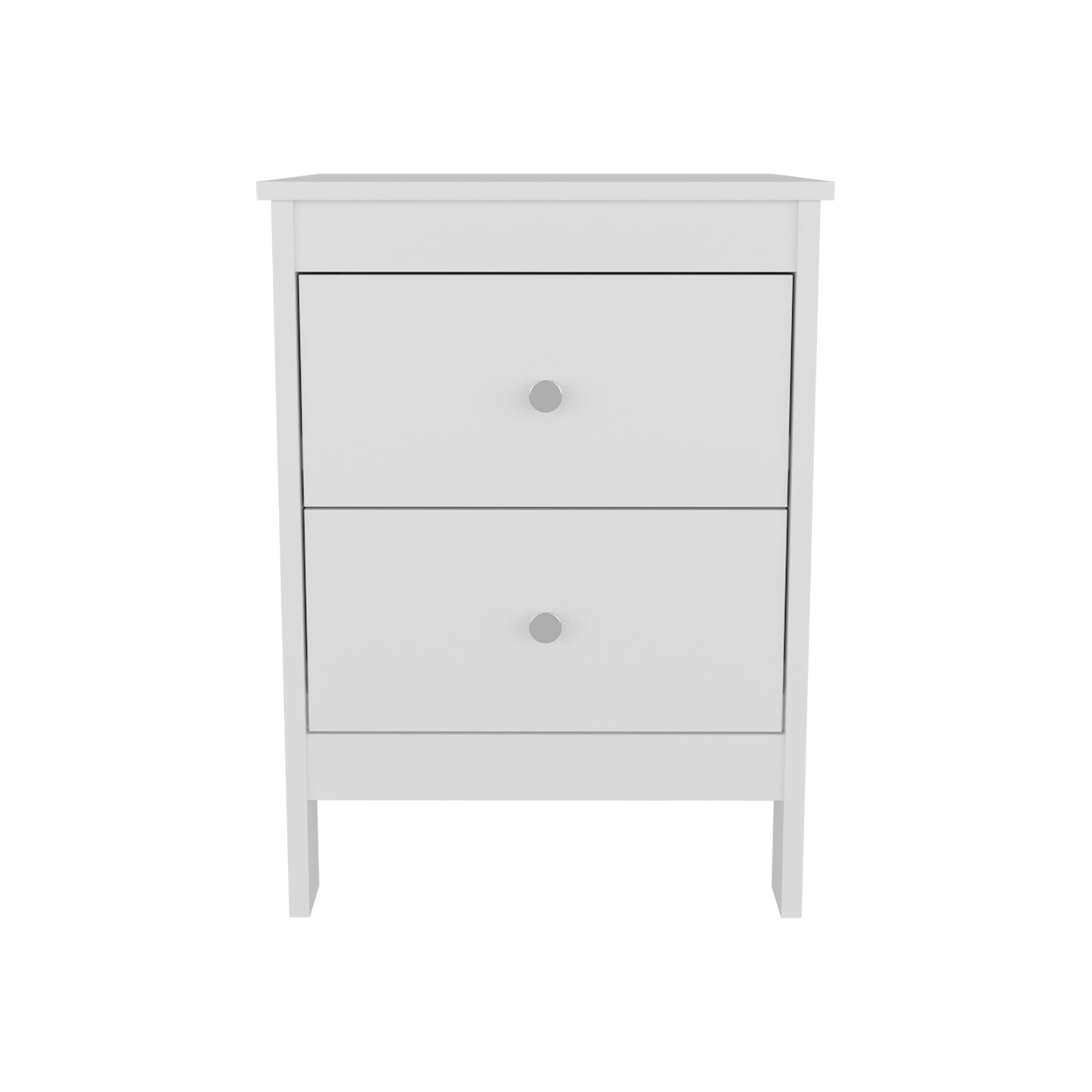 White Two Drawer Nightstand - Modern Bedroom Storage