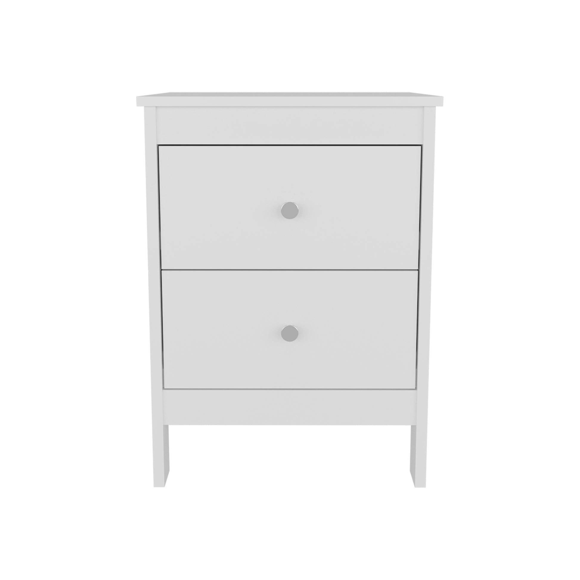 White Two Drawer Nightstand - Modern Bedroom Storage