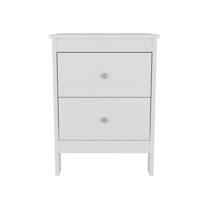 White Two Drawer Nightstand - Modern Bedroom Storage