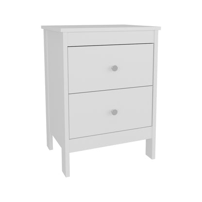 White Two Drawer Nightstand - Modern Bedroom Storage
