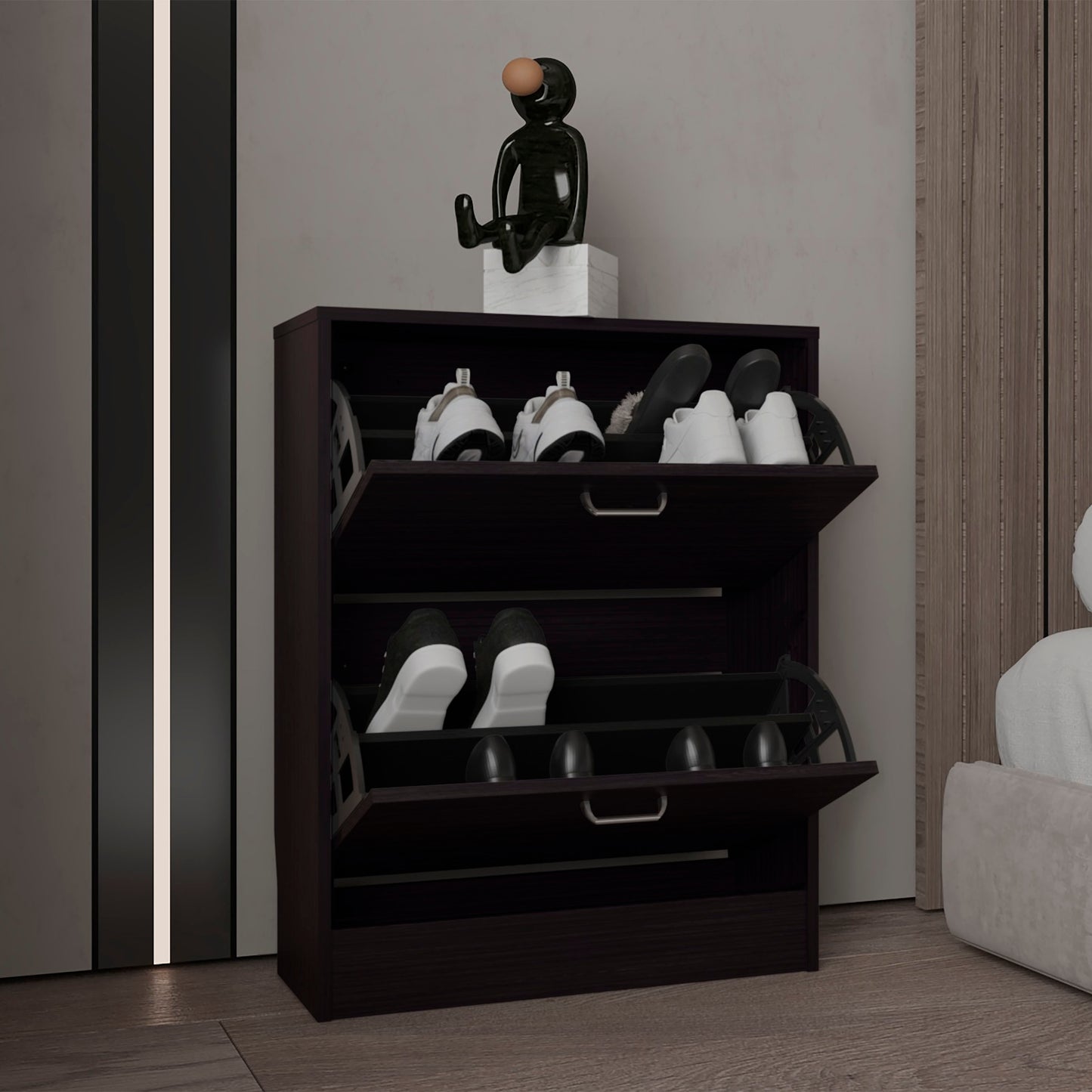 Black Shoe Storage Cabinet - 9.4' x 24.8' x 31.5' for Bedroom