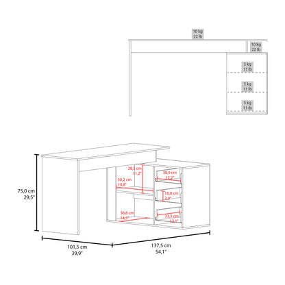 Modern L-Shape Office Desk in Black Particle Board for Workspace
