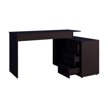 Modern L-Shape Office Desk in Black Particle Board for Workspace