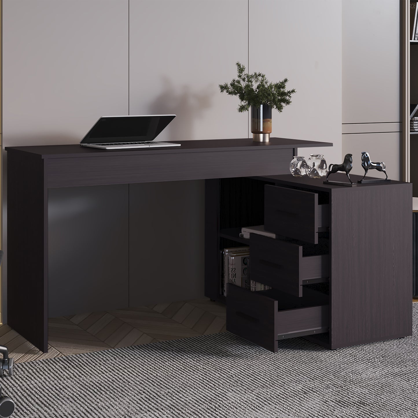 Upton L-Shape Home Office Desk, Studio, Bedroom, Library, Study Table, Work