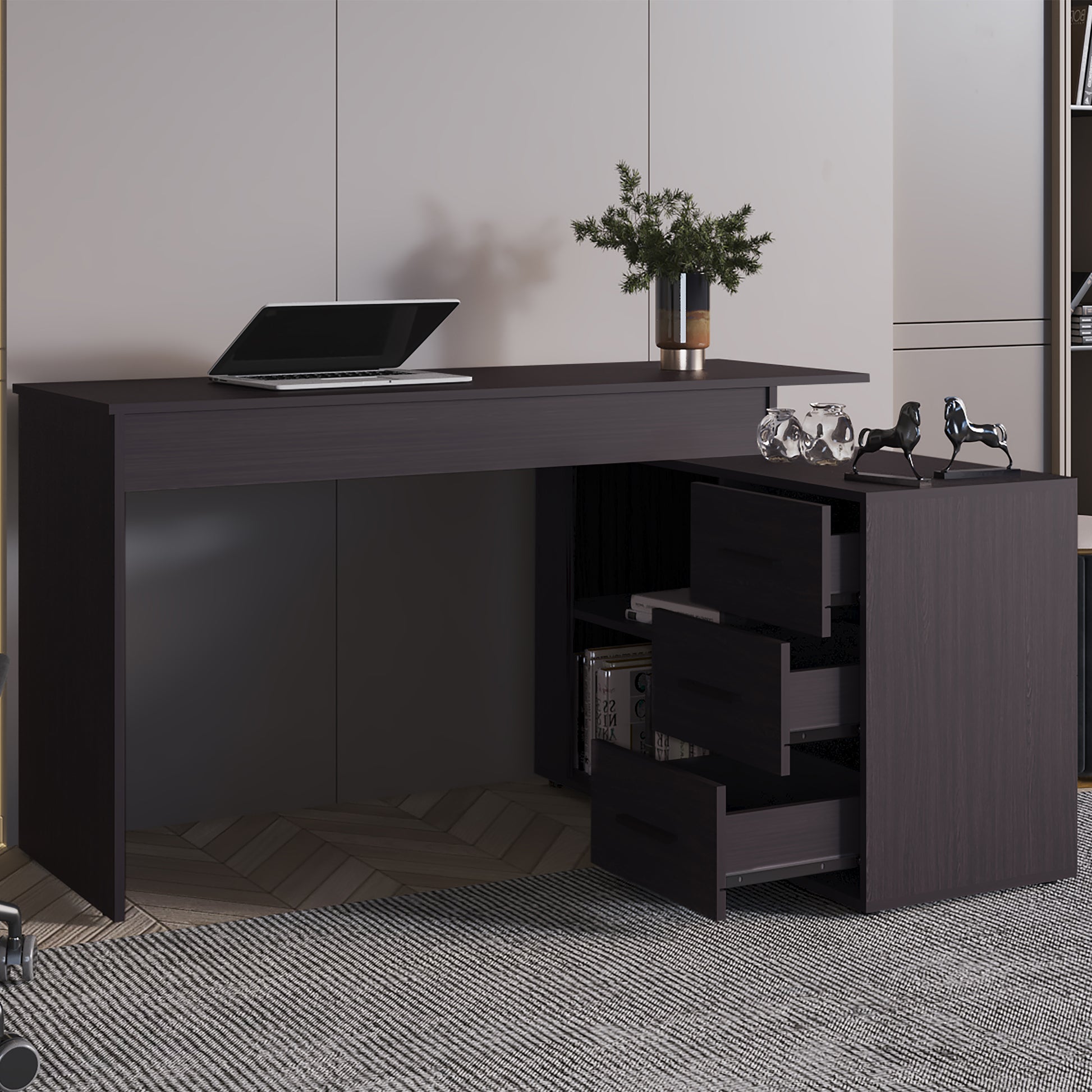 Upton L-Shape Home Office Desk, Studio, Bedroom, Library, Study Table, Work