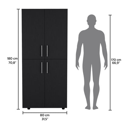 Hazel 70" High Armoire Wardrobe - Black | Bedroom Storage