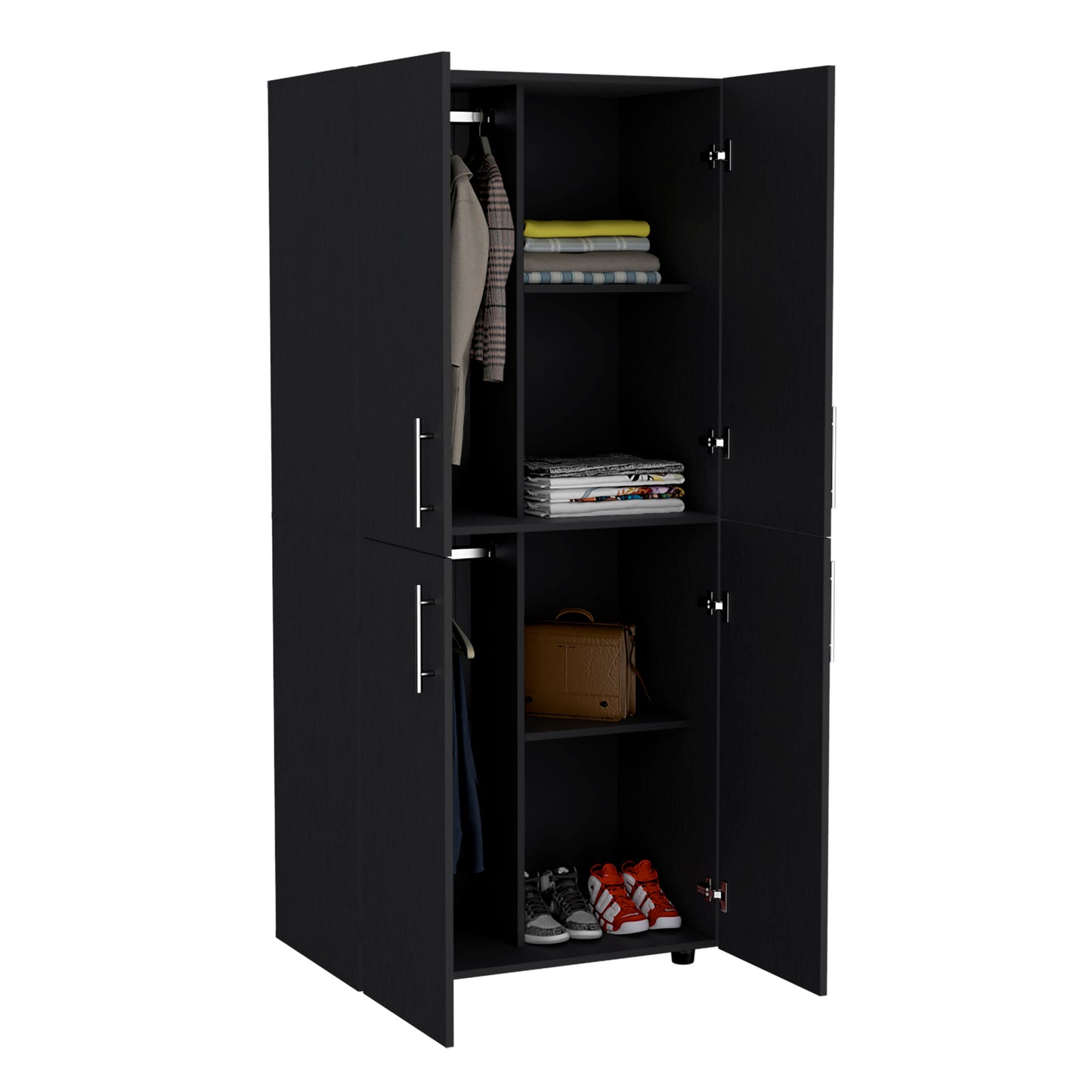 Hazel 70" High Armoire Wardrobe - Black | Bedroom Storage