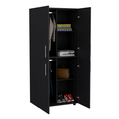 Hazel 70" High Armoire Wardrobe - Black | Bedroom Storage