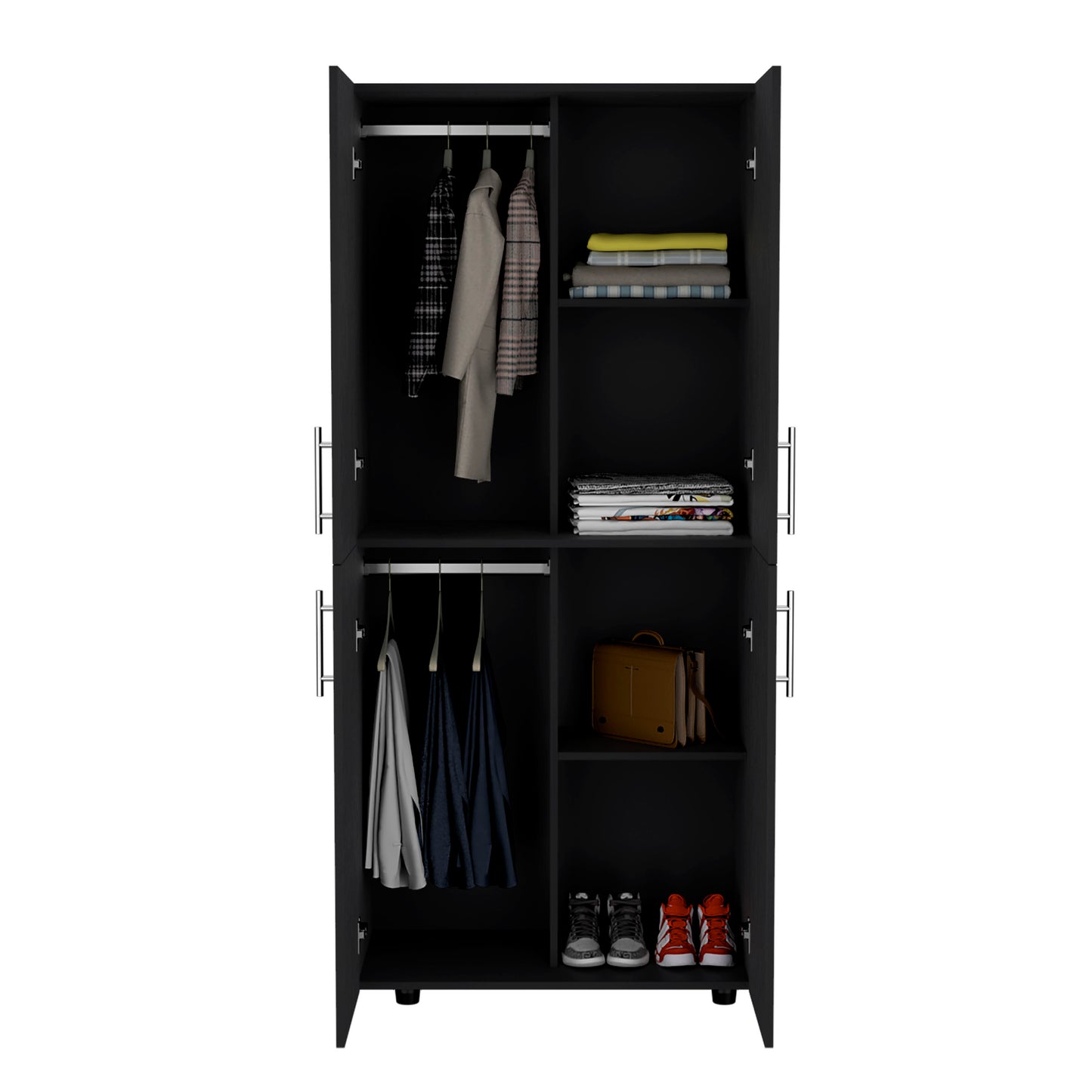 Hazel 70" High Armoire Wardrobe - Black | Bedroom Storage