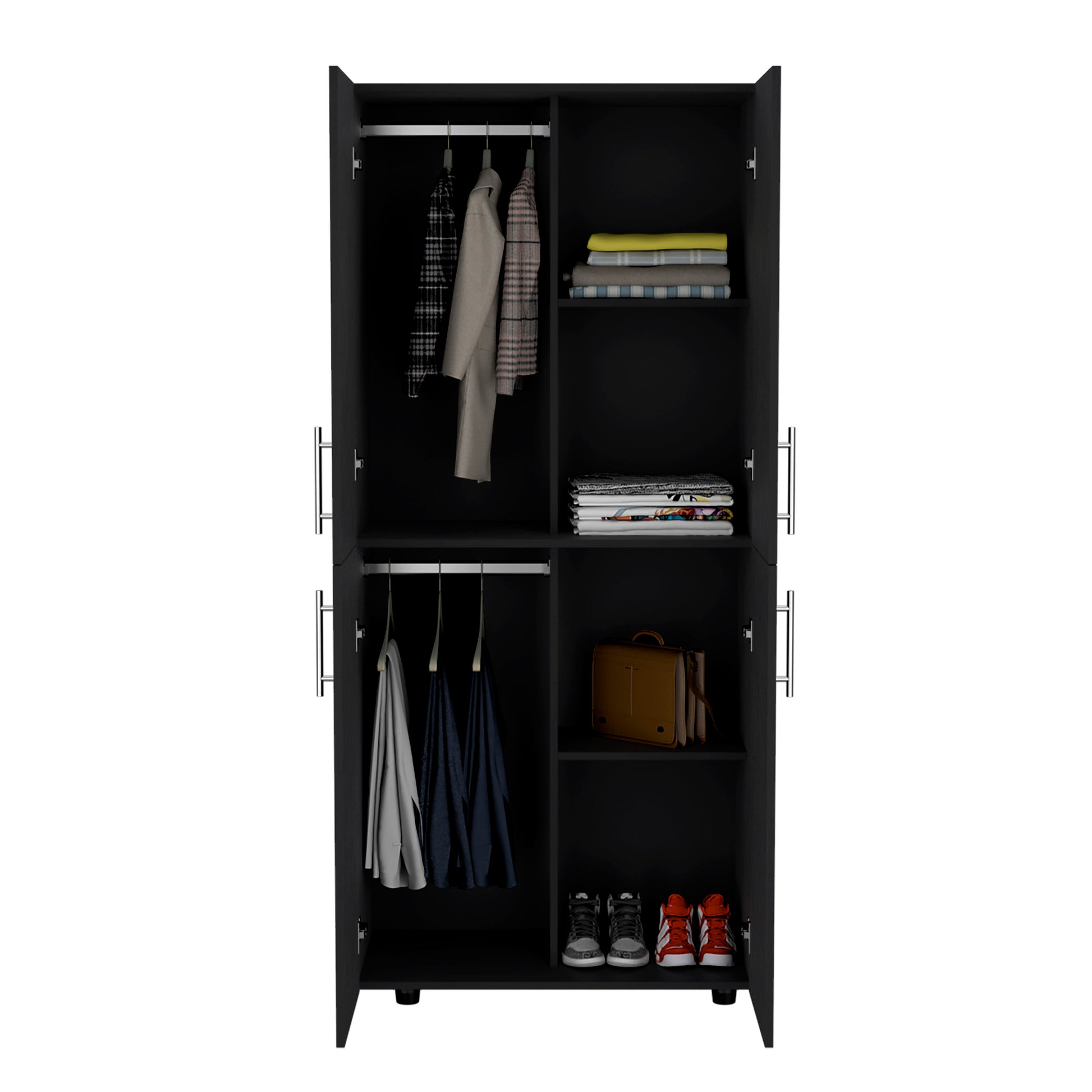 Hazel 70" High Armoire Wardrobe - Black | Bedroom Storage