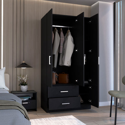 Black 71" Bedroom Armoire Wardrobe Closet with Drawers