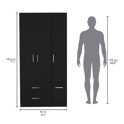 Black 71" Bedroom Armoire Wardrobe Closet with Drawers