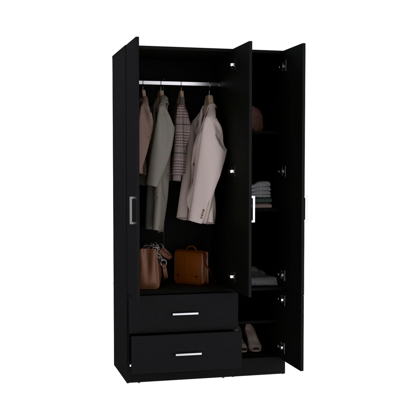 Black 71" Bedroom Armoire Wardrobe Closet with Drawers