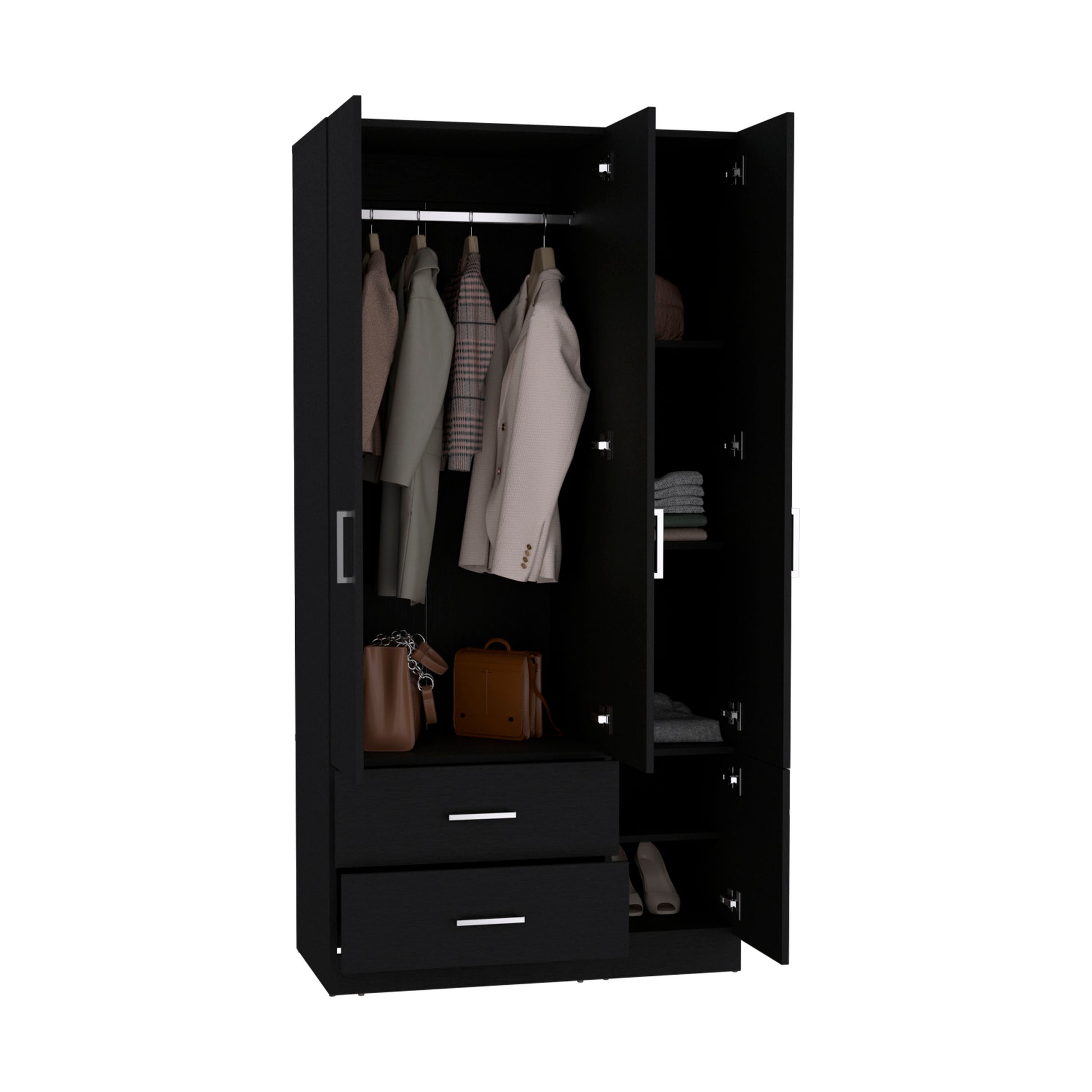 Black 71" Bedroom Armoire Wardrobe Closet with Drawers