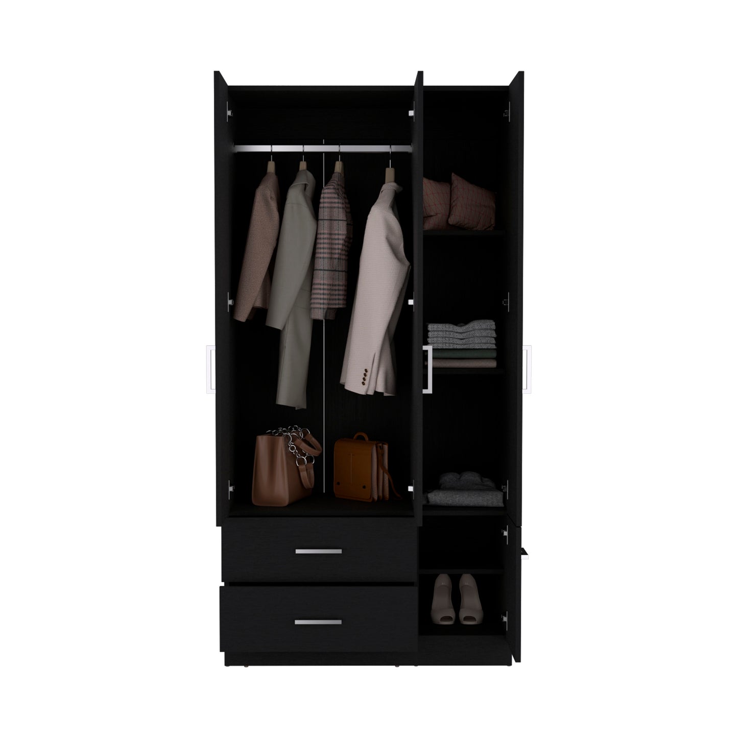 Black 71" Bedroom Armoire Wardrobe Closet with Drawers