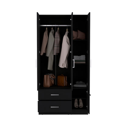 Black 71" Bedroom Armoire Wardrobe Closet with Drawers