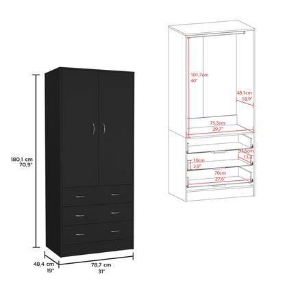 Taly Black Dresser - Modern Bedroom Storage Armoire