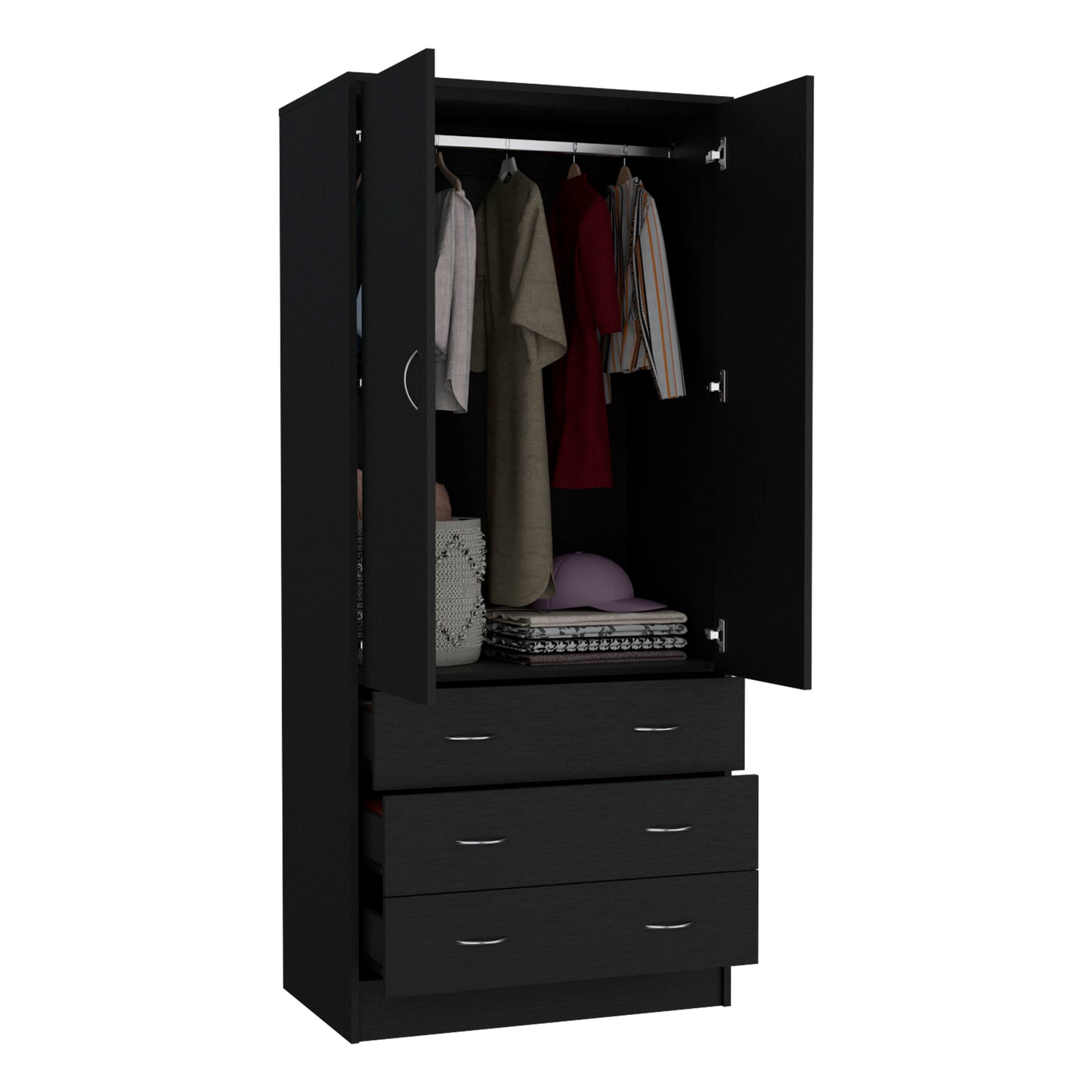 Taly Black Dresser - Modern Bedroom Storage Armoire