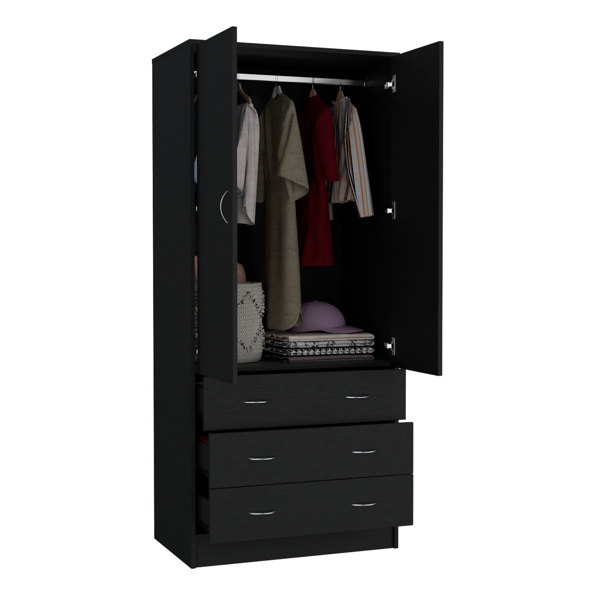 Taly Black Dresser - Modern Bedroom Storage Armoire