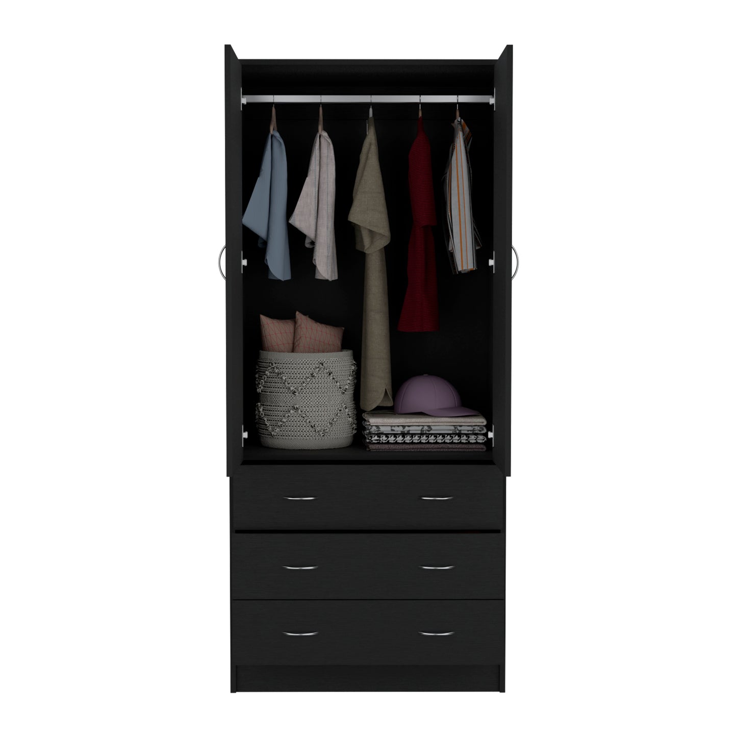 Taly Black Dresser - Modern Bedroom Storage Armoire