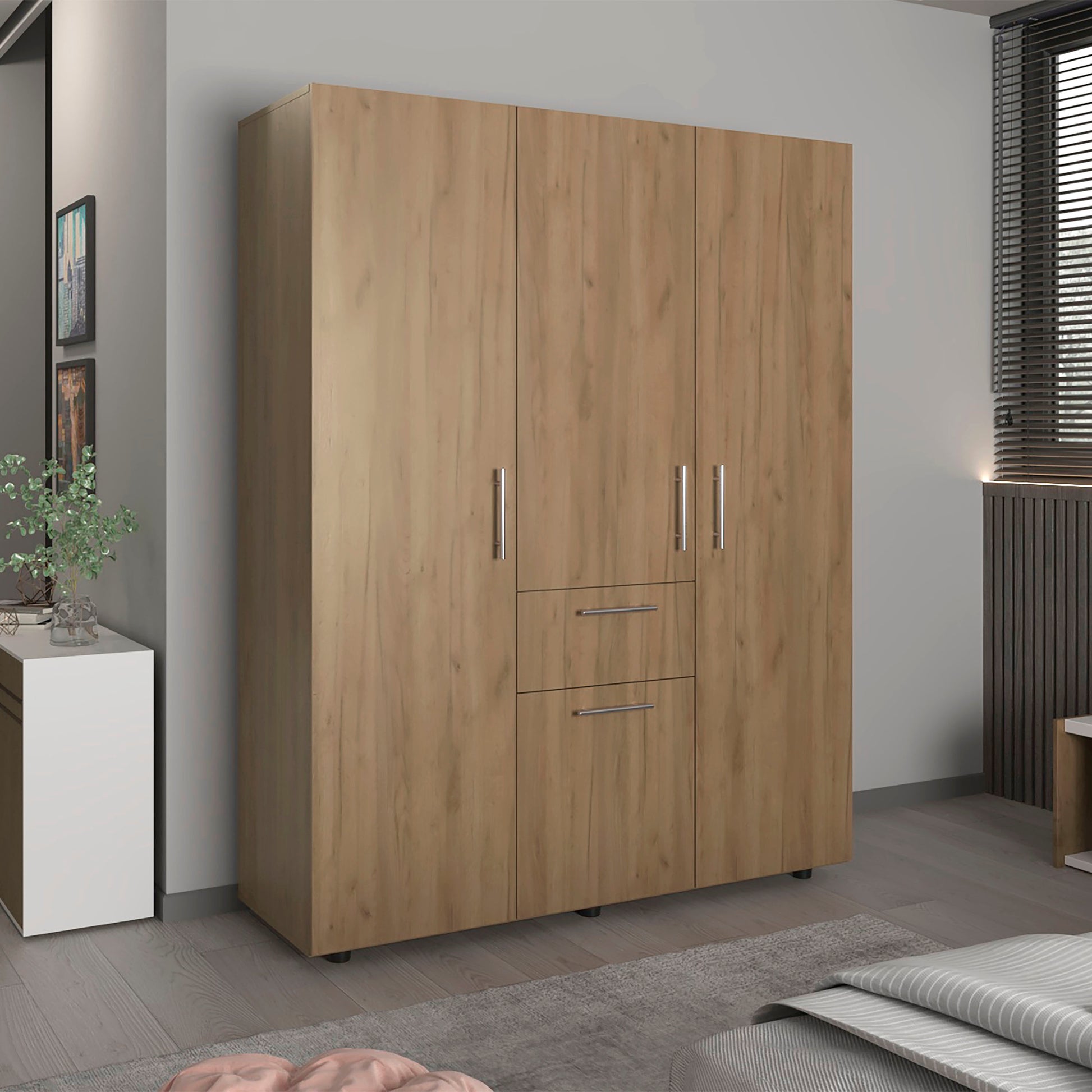 Bariloche 70" High Four-Door, One Drawer Armoire with Three Hanging Rods and Seven Storage Shelves, Bedroom Wardrove